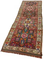 Herki Eskitme Kırmızı Pamuk Üzerine Yün El Dokuma Halı-087x333 - Görsel 3