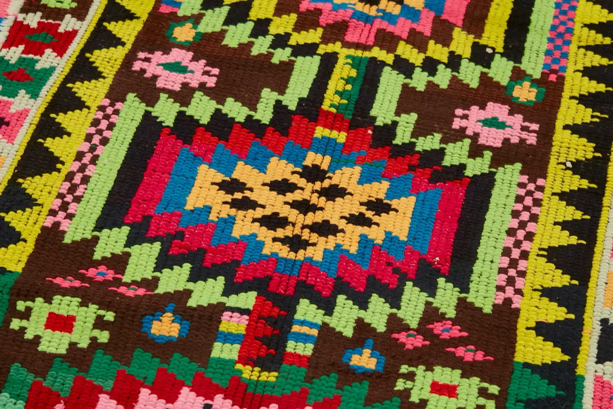 Herki Eskitme Multi Pamuk Üzerine Yün El Dokuma Halı-082x392 - Görsel 5