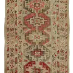 Herki Eskitme Kahverengi Pamuk Üzerine Yün El Dokuma Halı-082x406