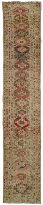 Herki Eskitme Kahverengi Pamuk Üzerine Yün El Dokuma Halı-082x406