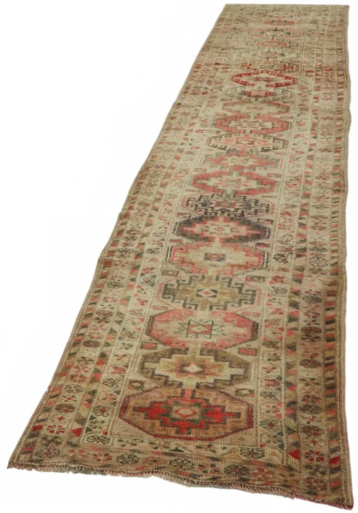 Herki Eskitme Kahverengi Pamuk Üzerine Yün El Dokuma Halı-082x406 - Görsel 3