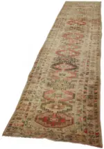 Herki Eskitme Kahverengi Pamuk Üzerine Yün El Dokuma Halı-082x406 - Görsel 3