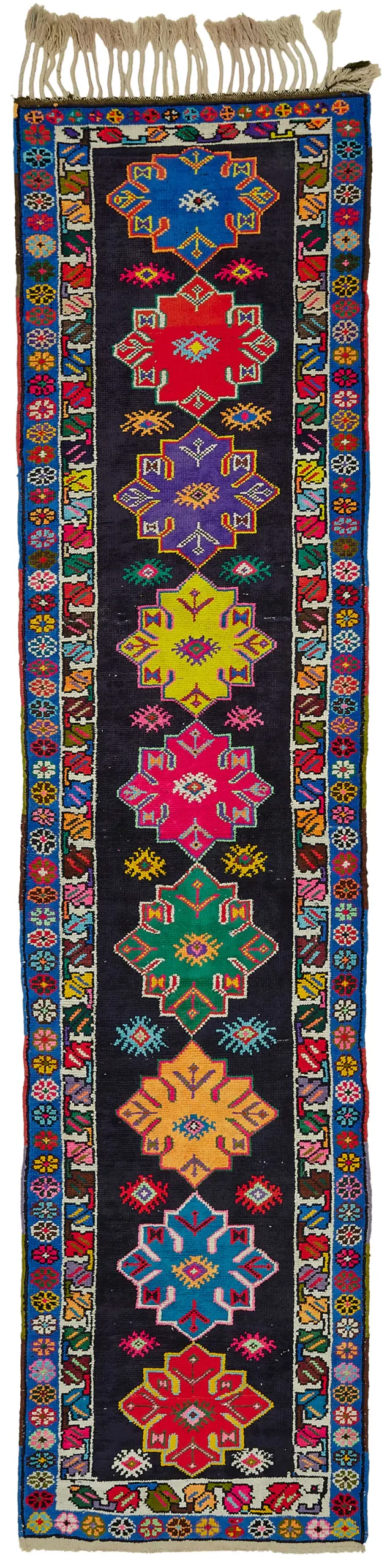 Rc_48205_0_Multicolor_Oriental_Runner_Rugs Herki Eskitme Multi Pamuk Üzerine Yün El Dokuma Halı-087x364 - Görsel 1