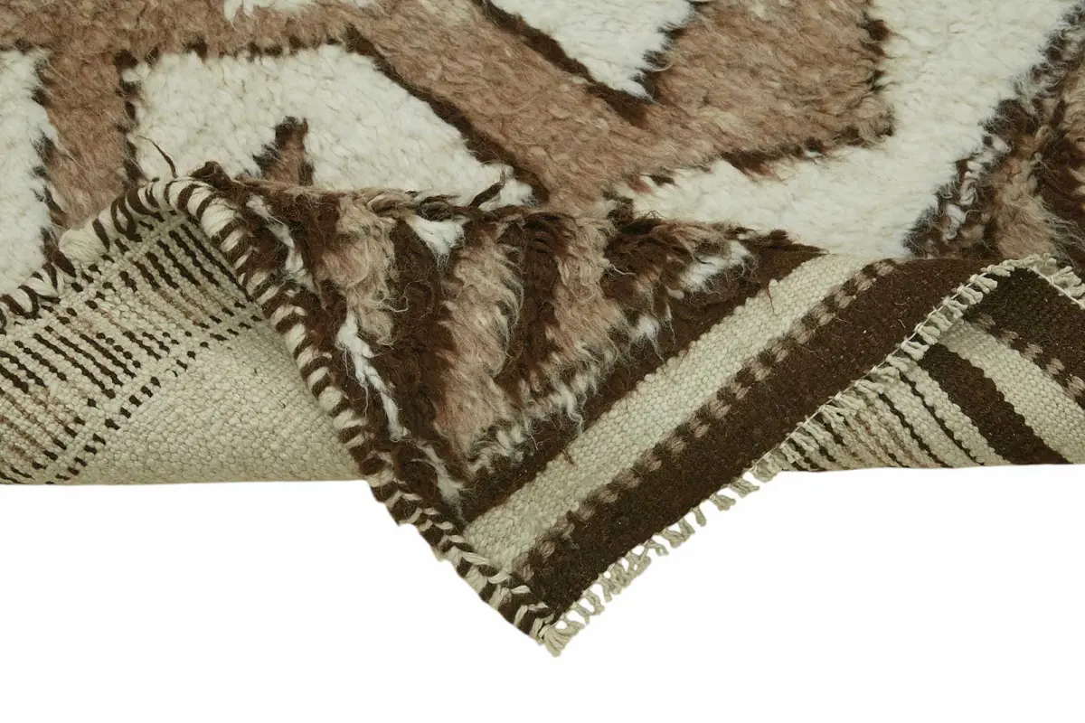 Herki Eskitme Bej Pamuk Üzerine Yün El Dokuma Halı-092x318 - Görsel 6