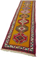 Herki Eskitme Turuncu Pamuk Üzerine Yün El Dokuma Halı-082x403 - Görsel 3