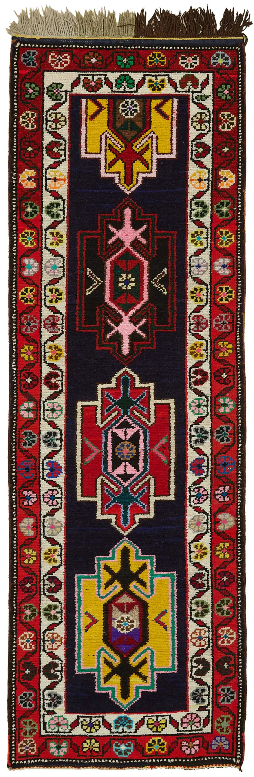 Rc_48209_0_Multicolor_Oriental_Runner_Rugs Herki Eskitme Multi Pamuk Üzerine Yün El Dokuma Halı-080x250 - Görsel 1