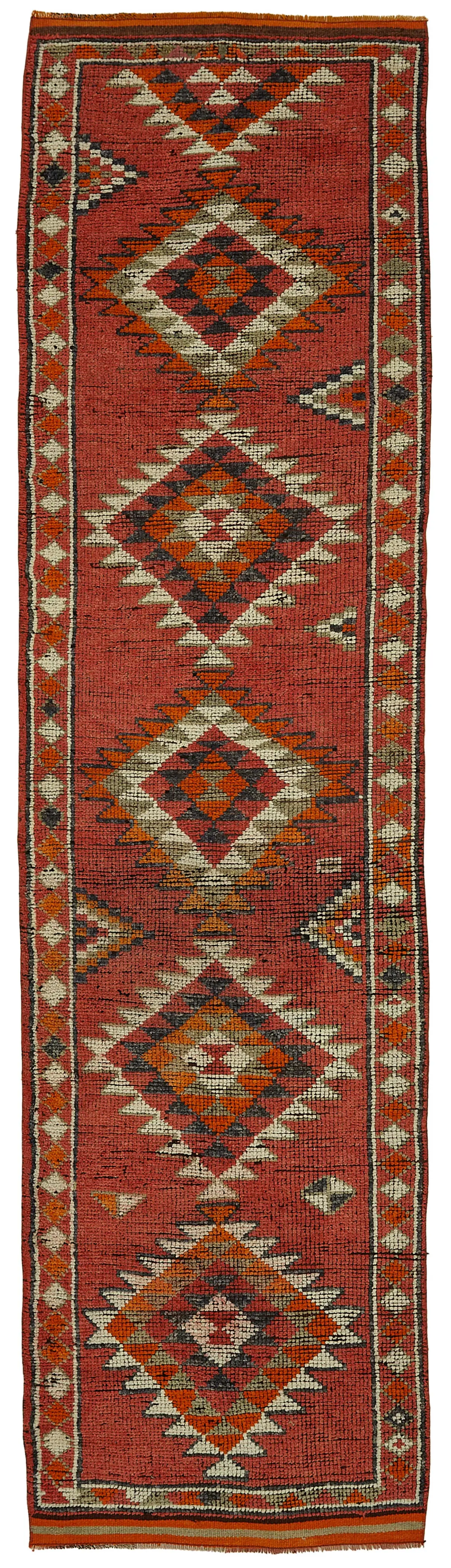 Rc_48210_0_Red_Oriental_Runner_Rugs Herki Eskitme Kırmızı Pamuk Üzerine Yün El Dokuma Halı-090x345 - Görsel 1
