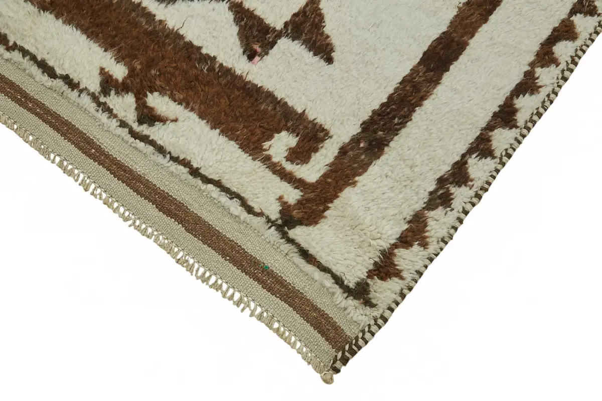 Herki Eskitme Bej Pamuk Üzerine Yün El Dokuma Halı-110x383 - Görsel 4