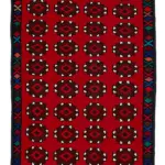 Herki Eskitme Kırmızı Pamuk Üzerine Yün El Dokuma Halı-094x446