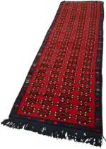 Herki Eskitme Kırmızı Pamuk Üzerine Yün El Dokuma Halı-094x446 - Görsel 3