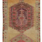 Herki Eskitme Kahverengi Pamuk Üzerine Yün El Dokuma Halı-083x378