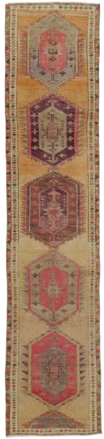 Herki Eskitme Kahverengi Pamuk Üzerine Yün El Dokuma Halı-083x378