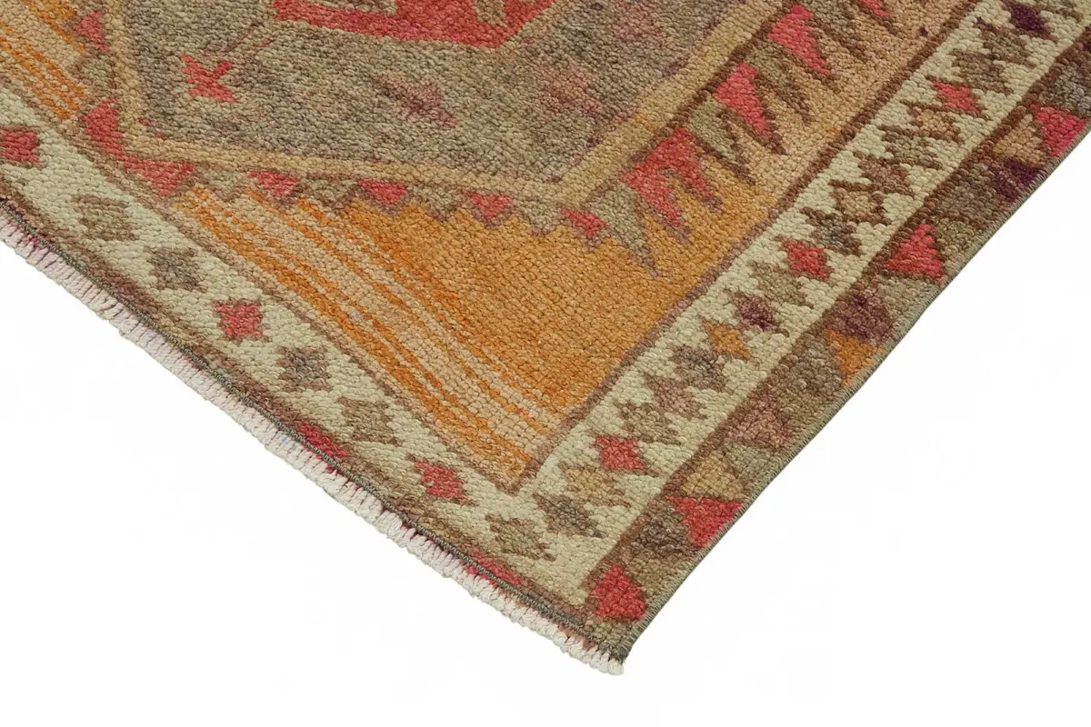 Herki Eskitme Kahverengi Pamuk Üzerine Yün El Dokuma Halı-083x378 - Görsel 4