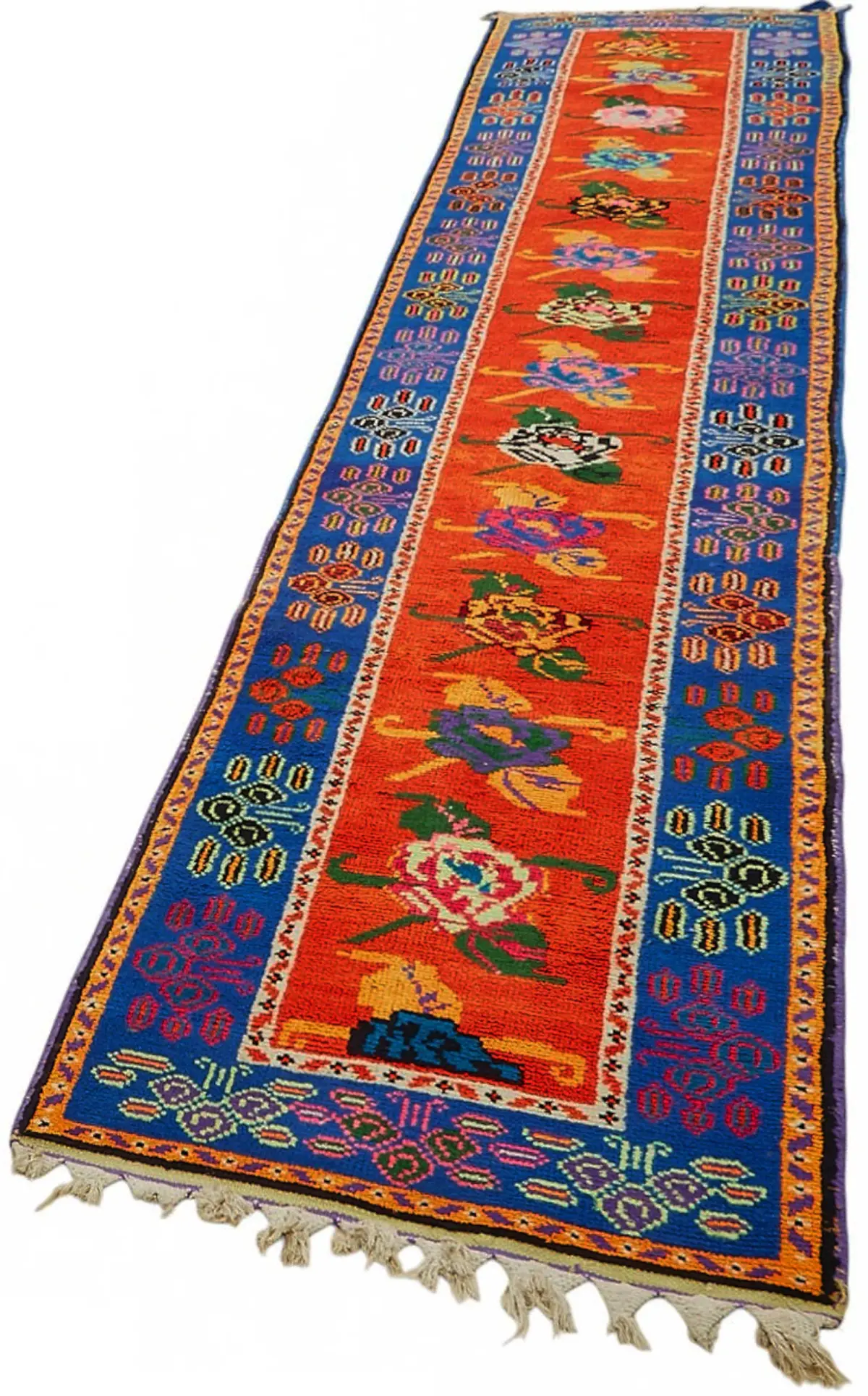 Herki Eskitme Multi Pamuk Üzerine Yün El Dokuma Halı-083x420 - Görsel 3