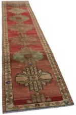 Herki Eskitme Kırmızı Pamuk Üzerine Yün El Dokuma Halı-082x387 - Görsel 2