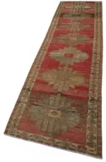 Herki Eskitme Kırmızı Pamuk Üzerine Yün El Dokuma Halı-082x387 - Görsel 3