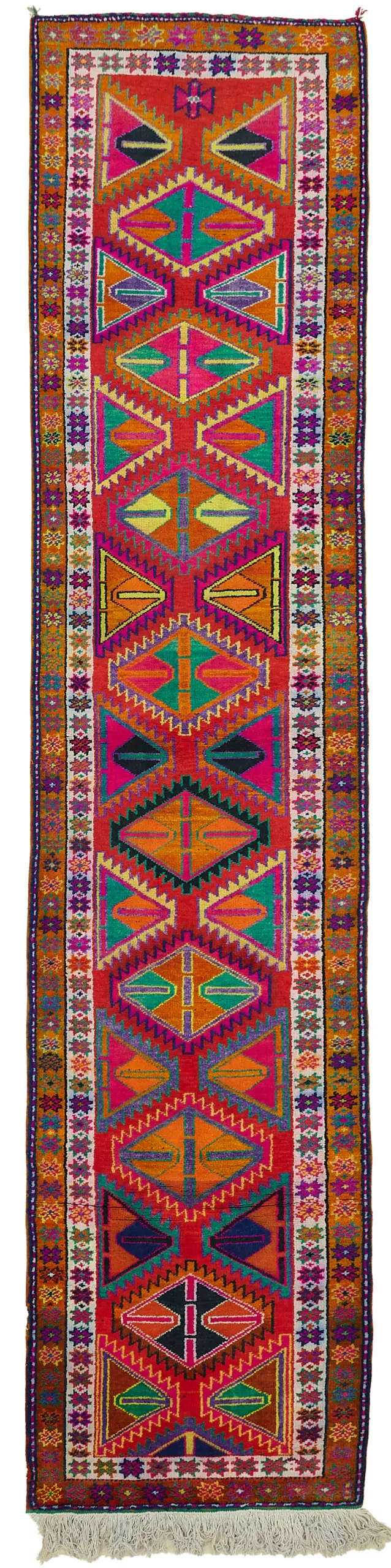 Rc_48219_0_Multicolor_Oriental_Runner_Rugs Herki Eskitme Multi Pamuk Üzerine Yün El Dokuma Halı-087x445 - Görsel 1