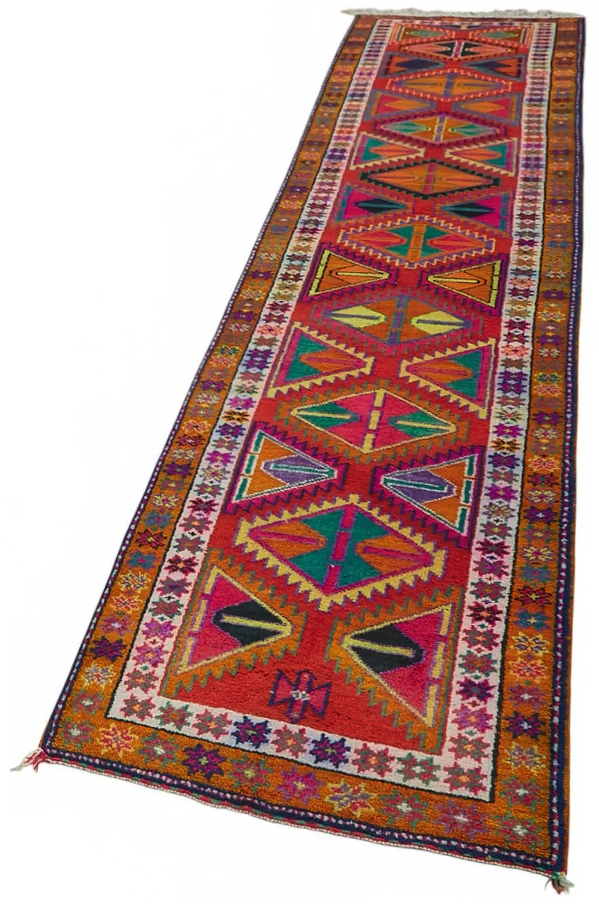 Herki Eskitme Multi Pamuk Üzerine Yün El Dokuma Halı-087x445 - Görsel 3