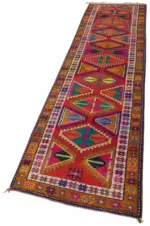 Herki Eskitme Multi Pamuk Üzerine Yün El Dokuma Halı-087x445 - Görsel 3