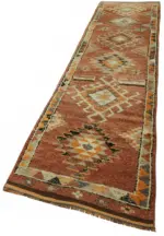 Herki Eskitme Kırmızı Pamuk Üzerine Yün El Dokuma Halı-090x370 - Görsel 3