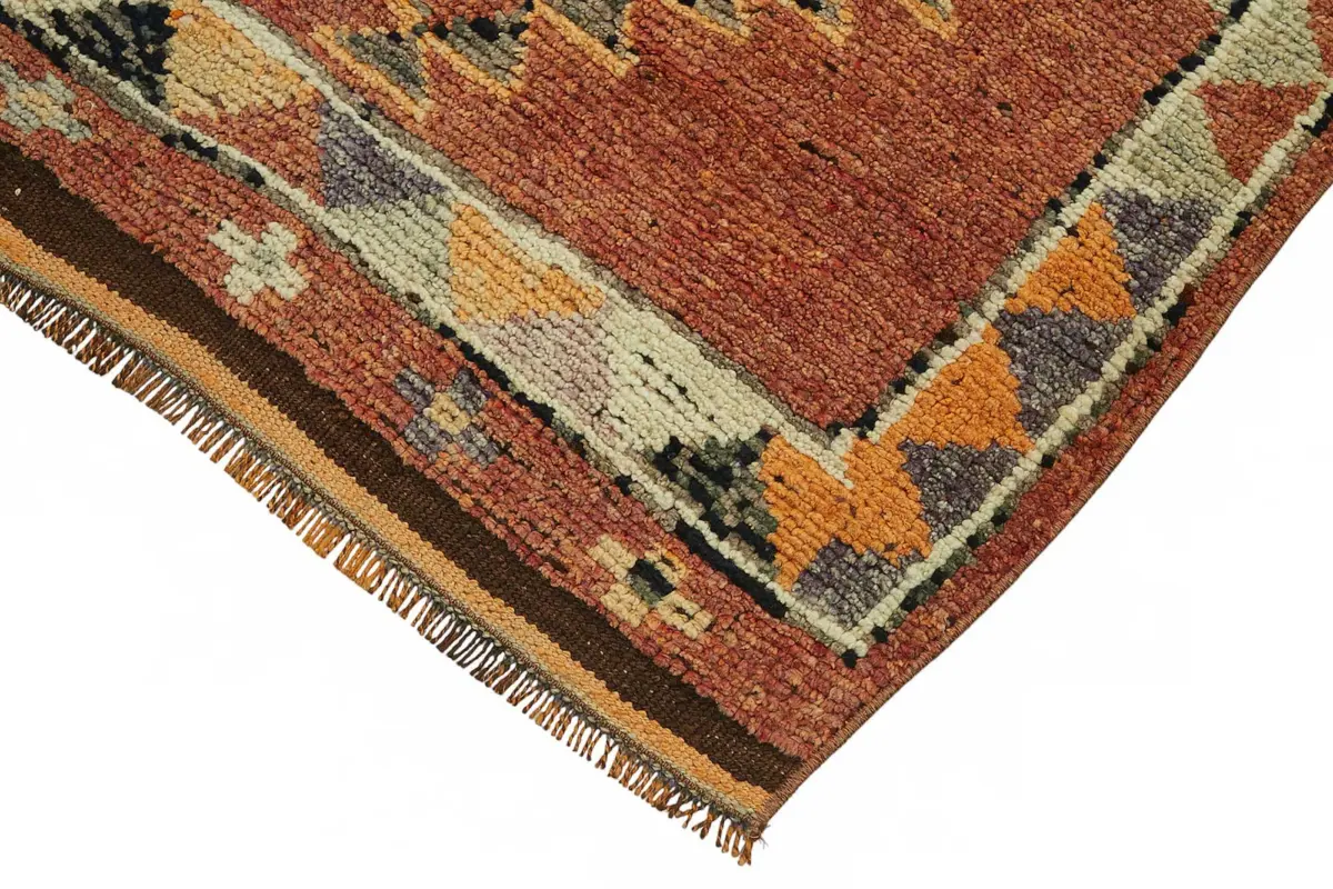 Herki Eskitme Kırmızı Pamuk Üzerine Yün El Dokuma Halı-090x370 - Görsel 4