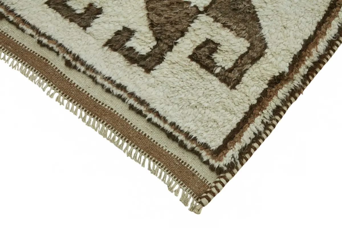 Herki Eskitme Bej Pamuk Üzerine Yün El Dokuma Halı-092x342 - Görsel 4