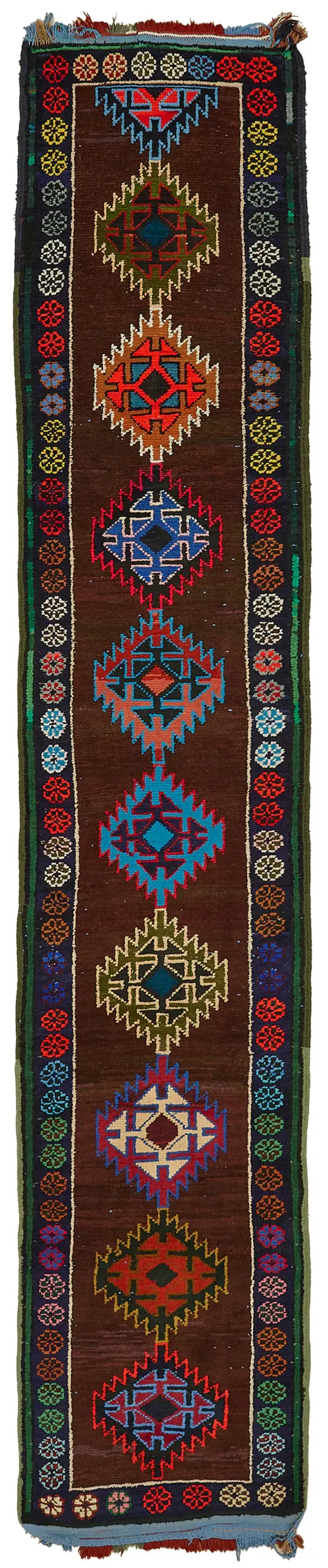 Herki Eskitme Multi Pamuk Üzerine Yün El Dokuma Halı-073x386 - Görsel 1