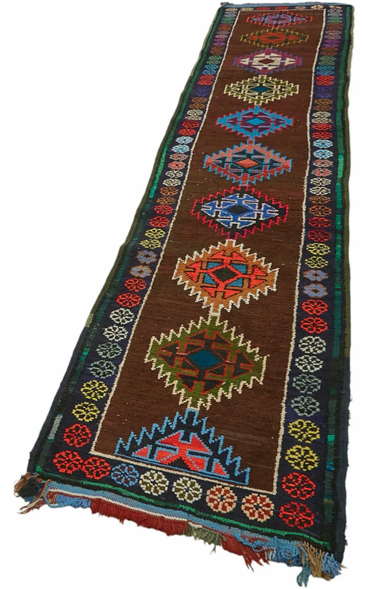 Herki Eskitme Multi Pamuk Üzerine Yün El Dokuma Halı-073x386 - Görsel 3