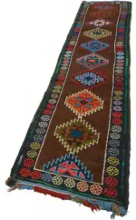 Herki Eskitme Multi Pamuk Üzerine Yün El Dokuma Halı-073x386 - Görsel 3