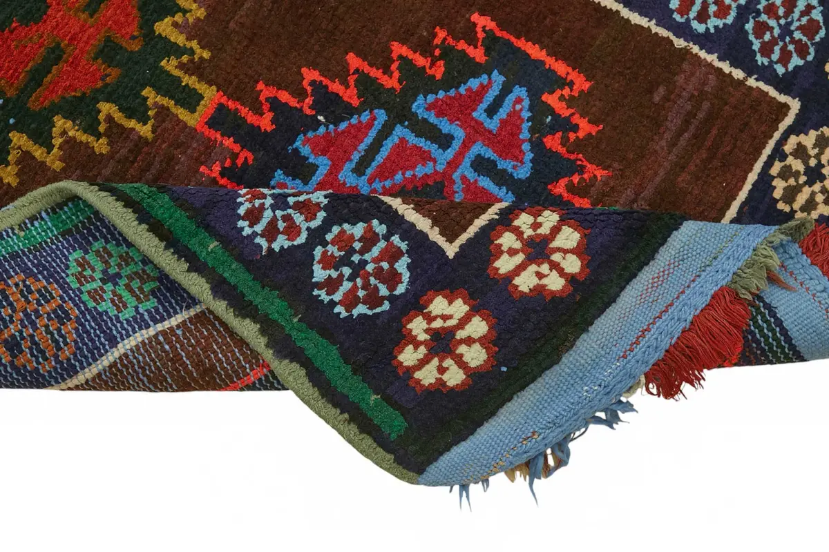 Herki Eskitme Multi Pamuk Üzerine Yün El Dokuma Halı-073x386 - Görsel 6