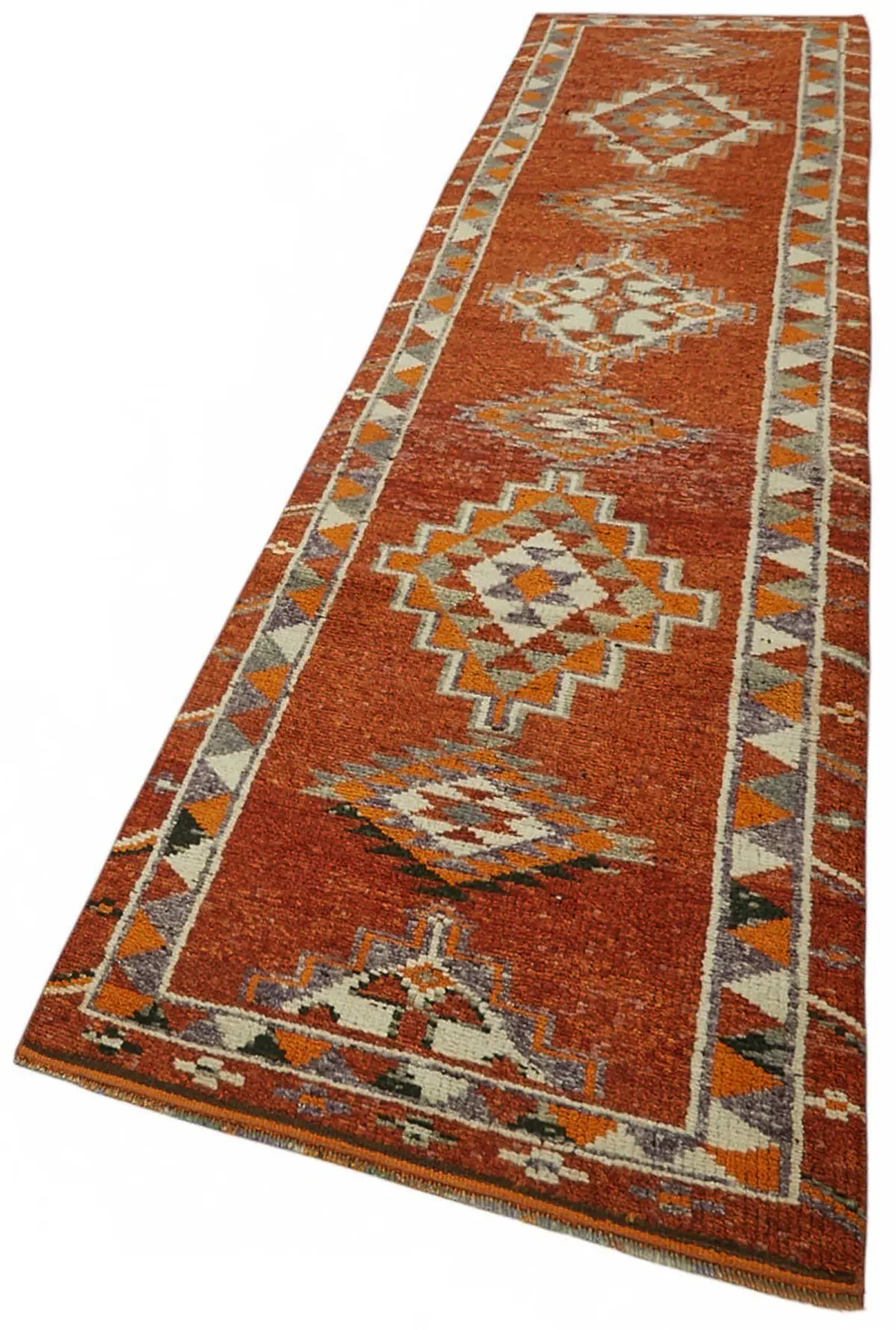 Herki Eskitme Kırmızı Pamuk Üzerine Yün El Dokuma Halı-084x366 - Görsel 3