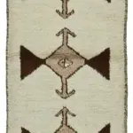 Herki Eskitme Bej Pamuk Üzerine Yün El Dokuma Halı-100x346