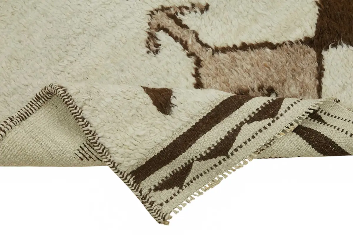 Herki Eskitme Bej Pamuk Üzerine Yün El Dokuma Halı-100x346 - Görsel 6