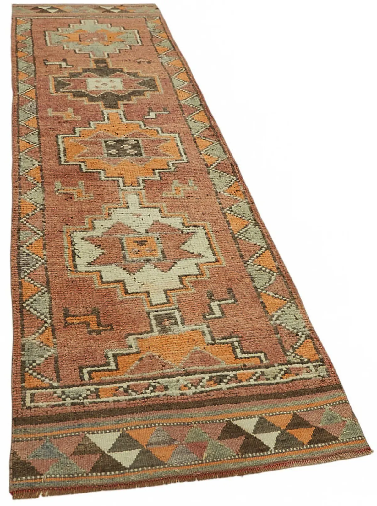 Herki Eskitme Kırmızı Pamuk Üzerine Yün El Dokuma Halı-088x323 - Görsel 2