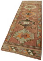 Herki Eskitme Kırmızı Pamuk Üzerine Yün El Dokuma Halı-088x323 - Görsel 3