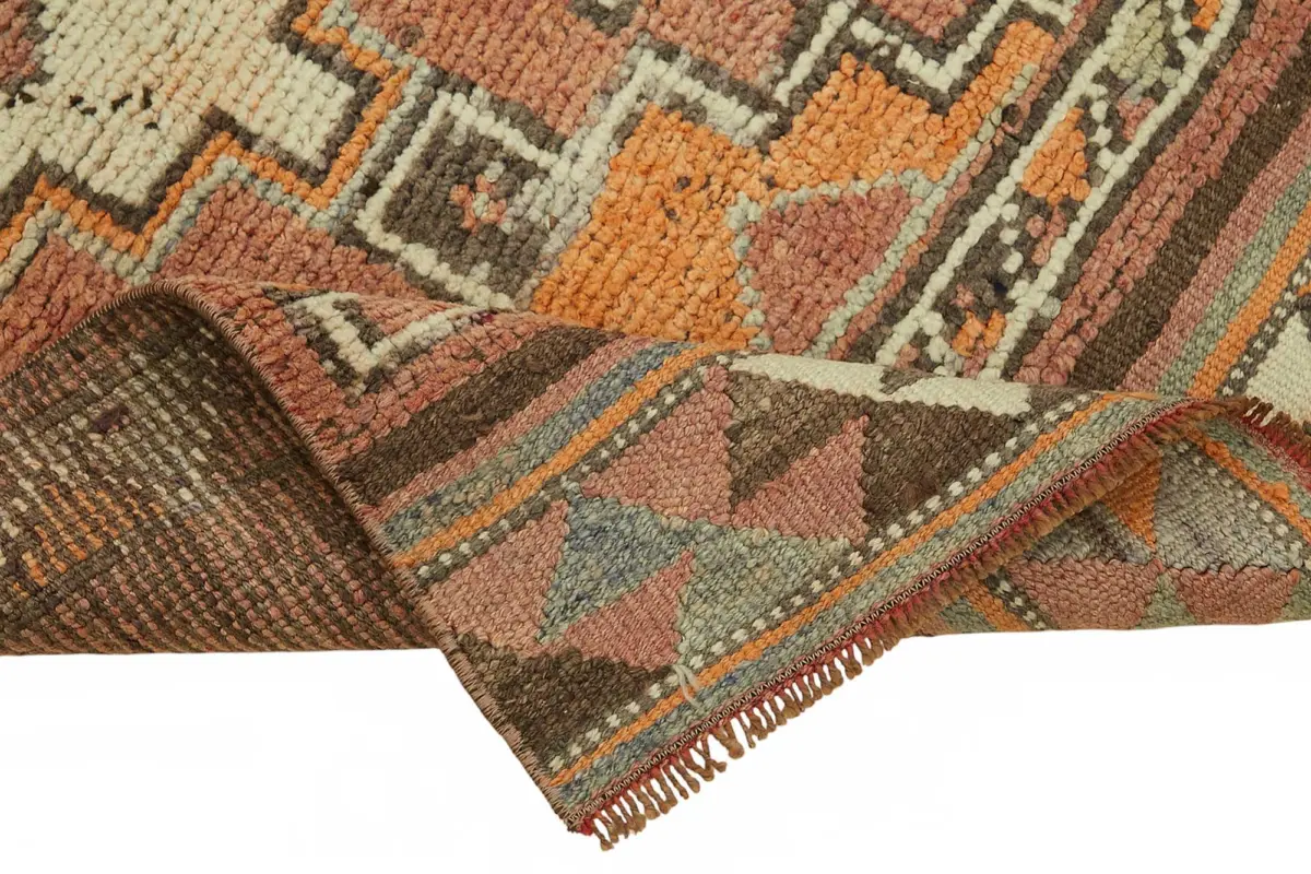 Herki Eskitme Kırmızı Pamuk Üzerine Yün El Dokuma Halı-088x323 - Görsel 6