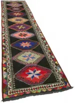 Herki Eskitme Multi Pamuk Üzerine Yün El Dokuma Halı-087x398 - Görsel 2