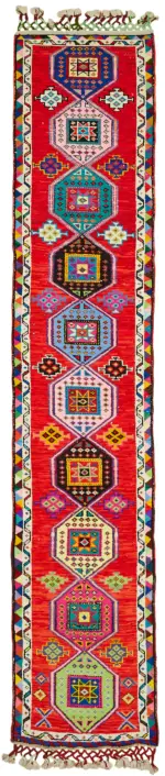 Herki Eskitme Multi Pamuk Üzerine Yün El Dokuma Halı-076x413