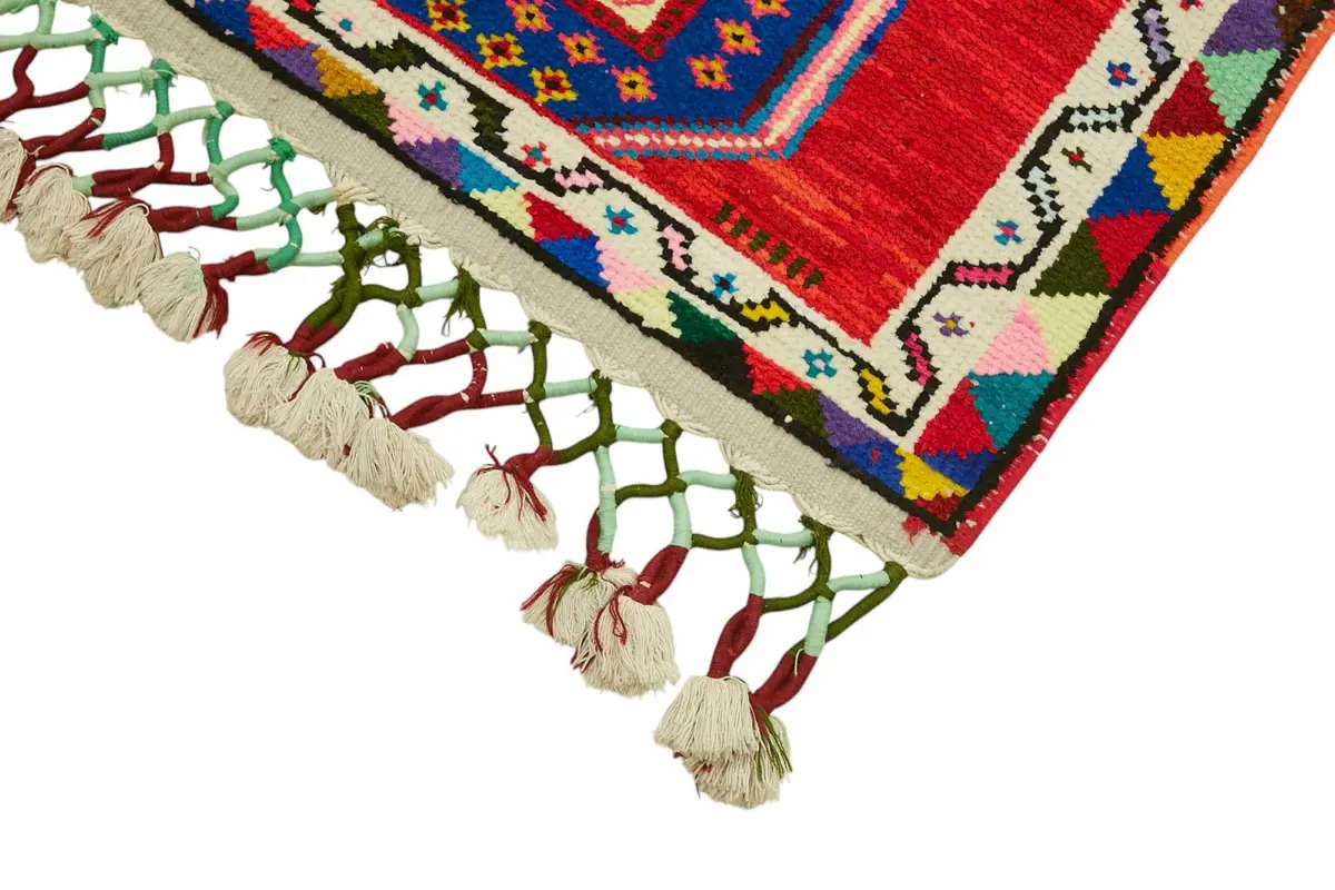 Herki Eskitme Multi Pamuk Üzerine Yün El Dokuma Halı-076x413 - Görsel 4