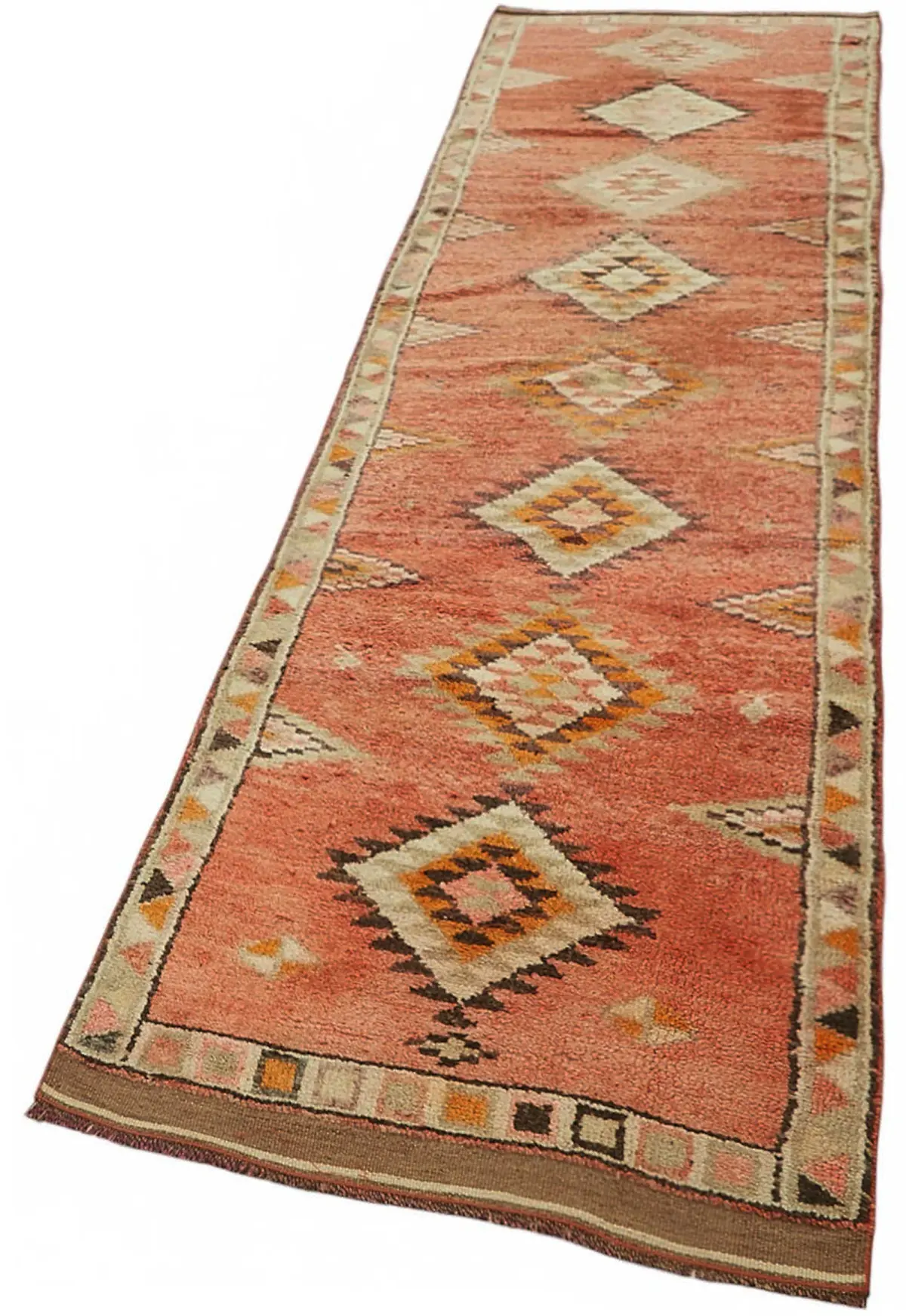 Herki Eskitme Kırmızı Pamuk Üzerine Yün El Dokuma Halı-084x350 - Görsel 3