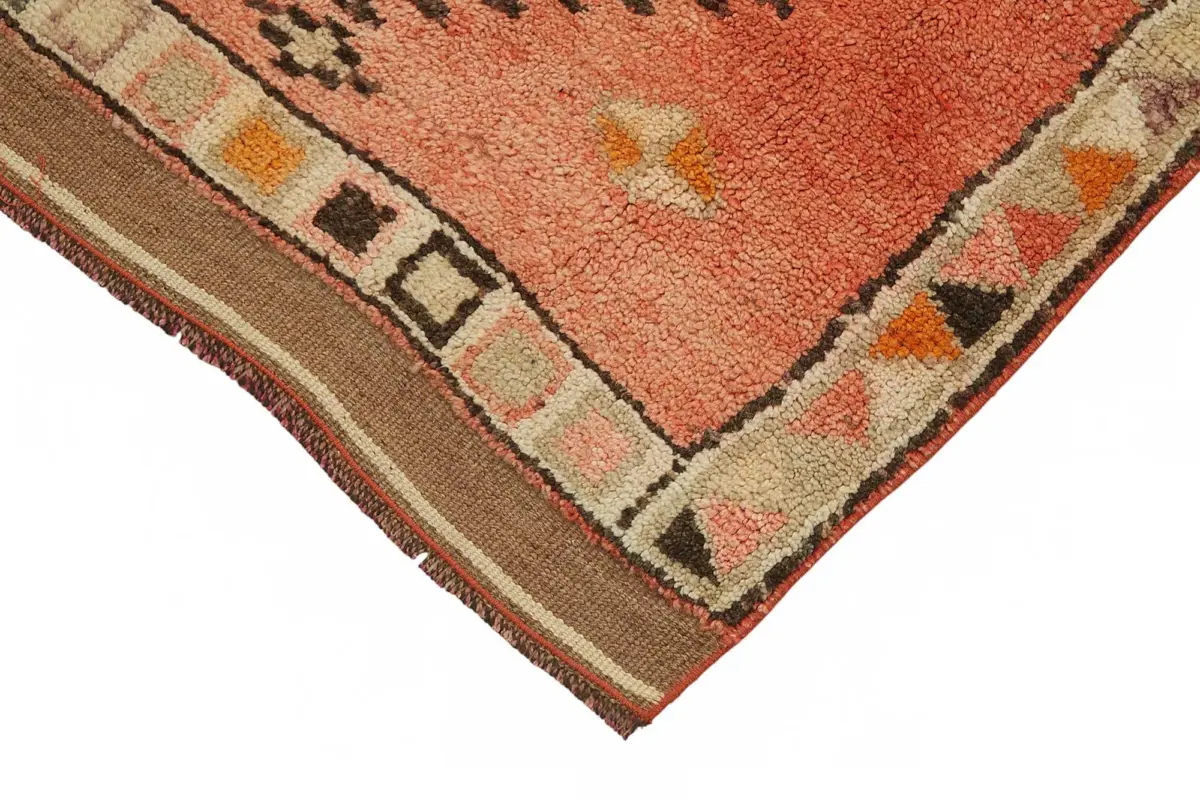 Herki Eskitme Kırmızı Pamuk Üzerine Yün El Dokuma Halı-084x350 - Görsel 4