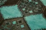 Herki Eskitme Turkuaz Pamuk Üzerine Yün El Dokuma Halı-142x382 - Görsel 5