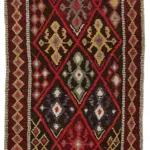 Herki Eskitme Kırmızı Pamuk Üzerine Yün El Dokuma Halı-090x392