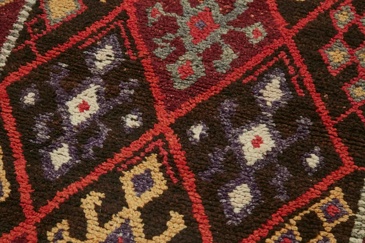 Herki Eskitme Kırmızı Pamuk Üzerine Yün El Dokuma Halı-090x392 - Görsel 5