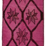 Herki Eskitme Pembe Pamuk Üzerine Yün El Dokuma Halı-095x350