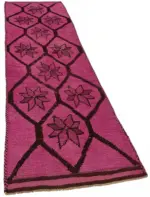 Herki Eskitme Pembe Pamuk Üzerine Yün El Dokuma Halı-095x350 - Görsel 2