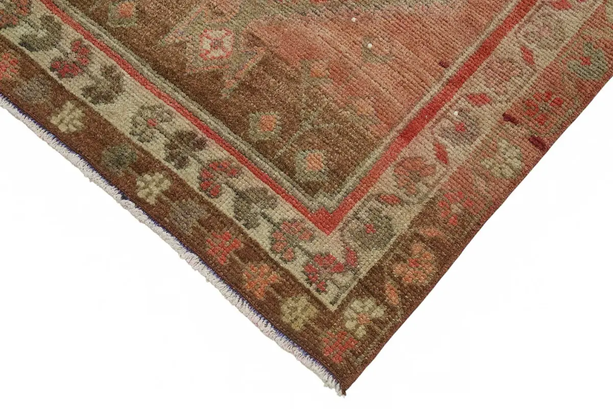 Herki Eskitme Kahverengi Pamuk Üzerine Yün El Dokuma Halı-083x354 - Görsel 4