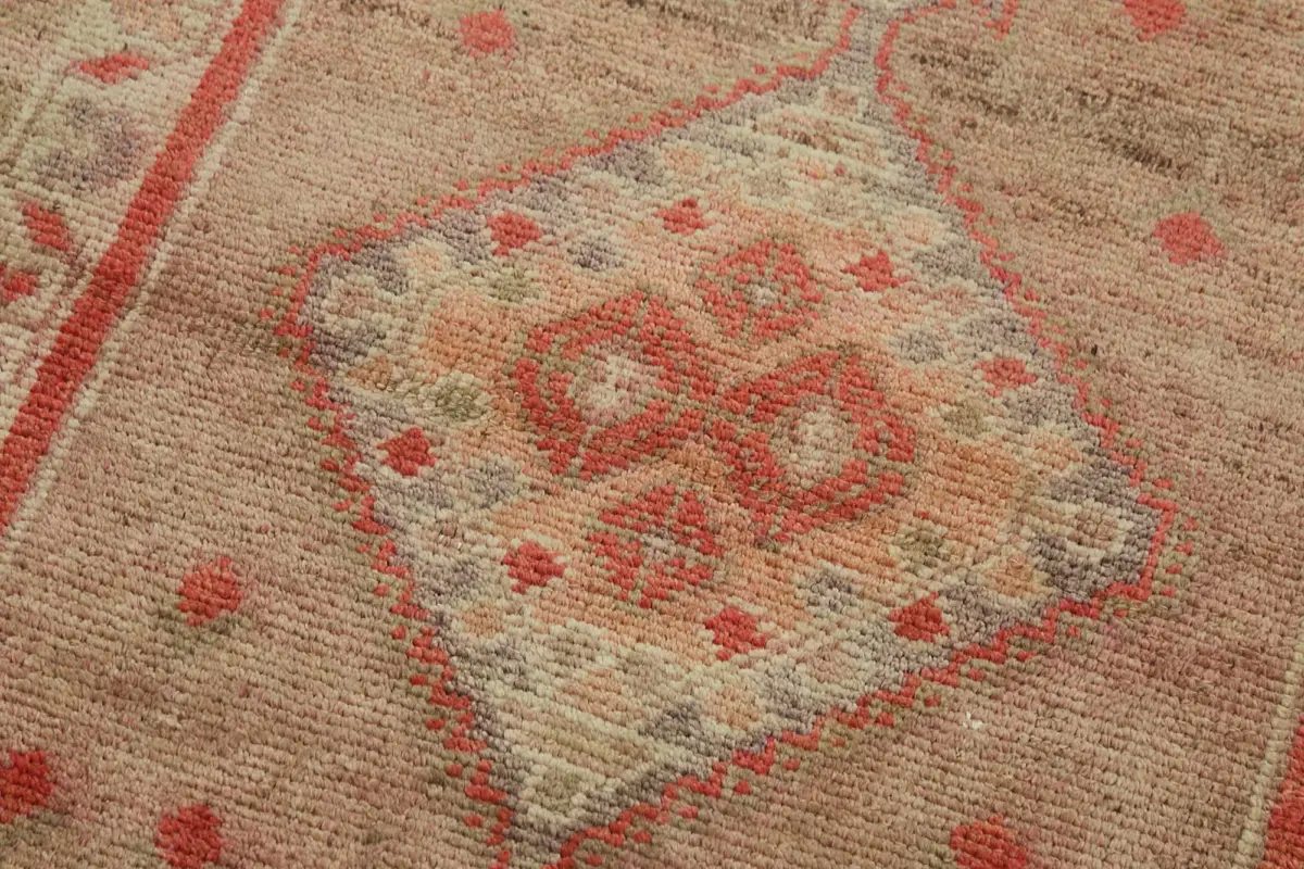 Herki Eskitme Kahverengi Pamuk Üzerine Yün El Dokuma Halı-083x354 - Görsel 5