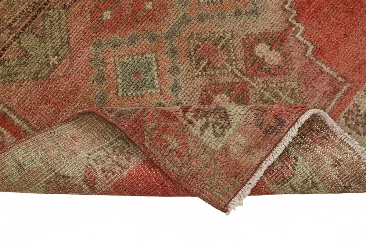 Herki Eskitme Kahverengi Pamuk Üzerine Yün El Dokuma Halı-083x354 - Görsel 6