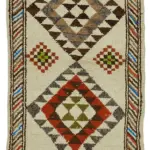 Herki Eskitme Bej Pamuk Üzerine Yün El Dokuma Halı-096x330